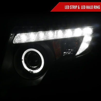 2007-2010 Ford Edge Halo Projector Headlights w/ LED Light Strip (Matte Black Housing/Clear Lens)