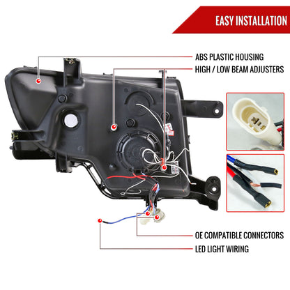 2007-2010 Ford Edge Halo Projector Headlights w/ LED Light Strip (Matte Black Housing/Clear Lens)