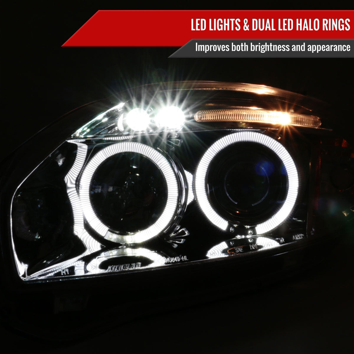 2006-2012 Mitsubishi Eclipse Dual Halo Projector Headlights (Chrome Housing/Clear Lens)