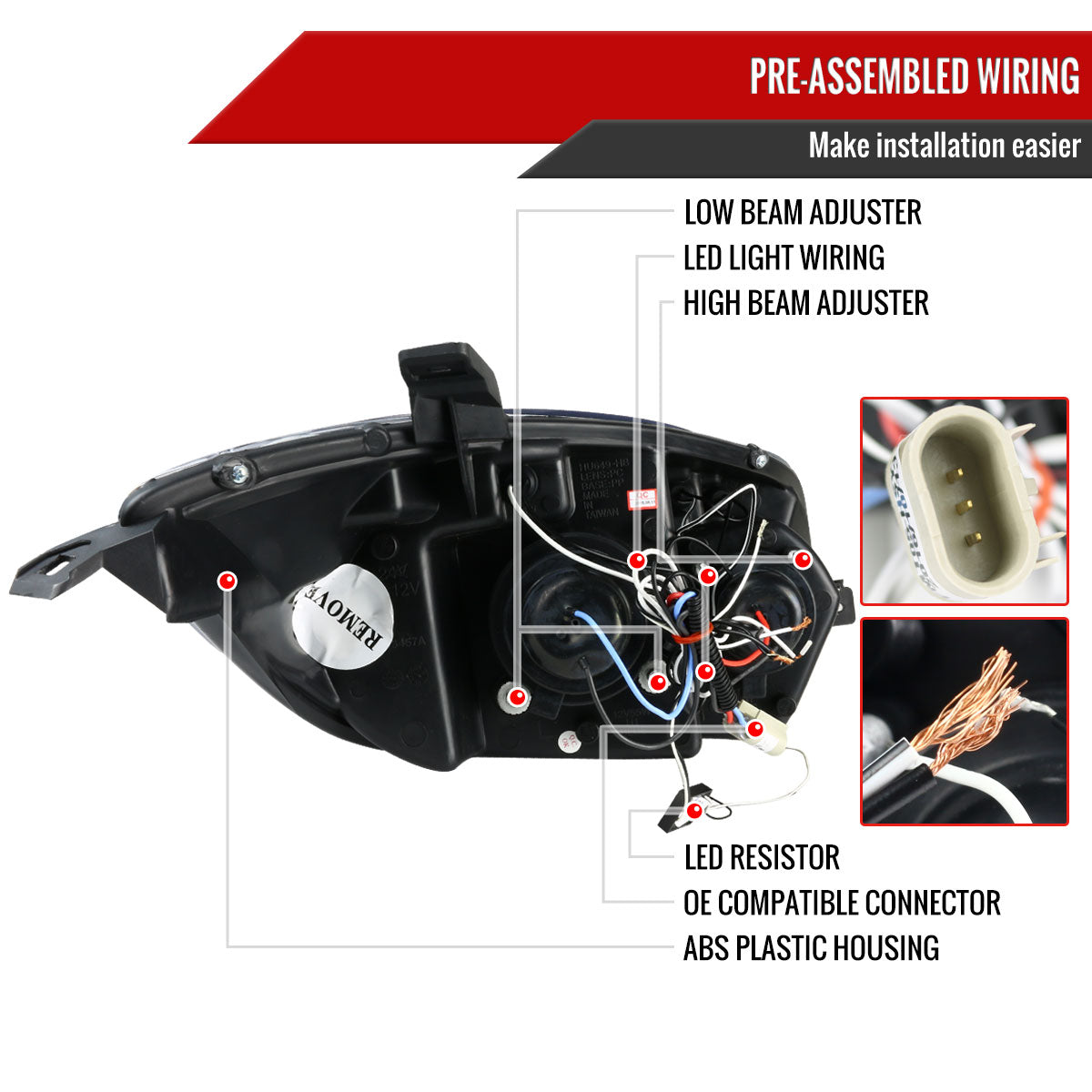 2006-2012 Mitsubishi Eclipse Dual Halo Projector Headlights (Chrome Housing/Clear Lens)