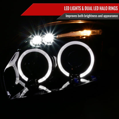 2006-2012 Mitsubishi Eclipse Dual Halo Projector Headlights (Jet Black Housing/Clear Lens)