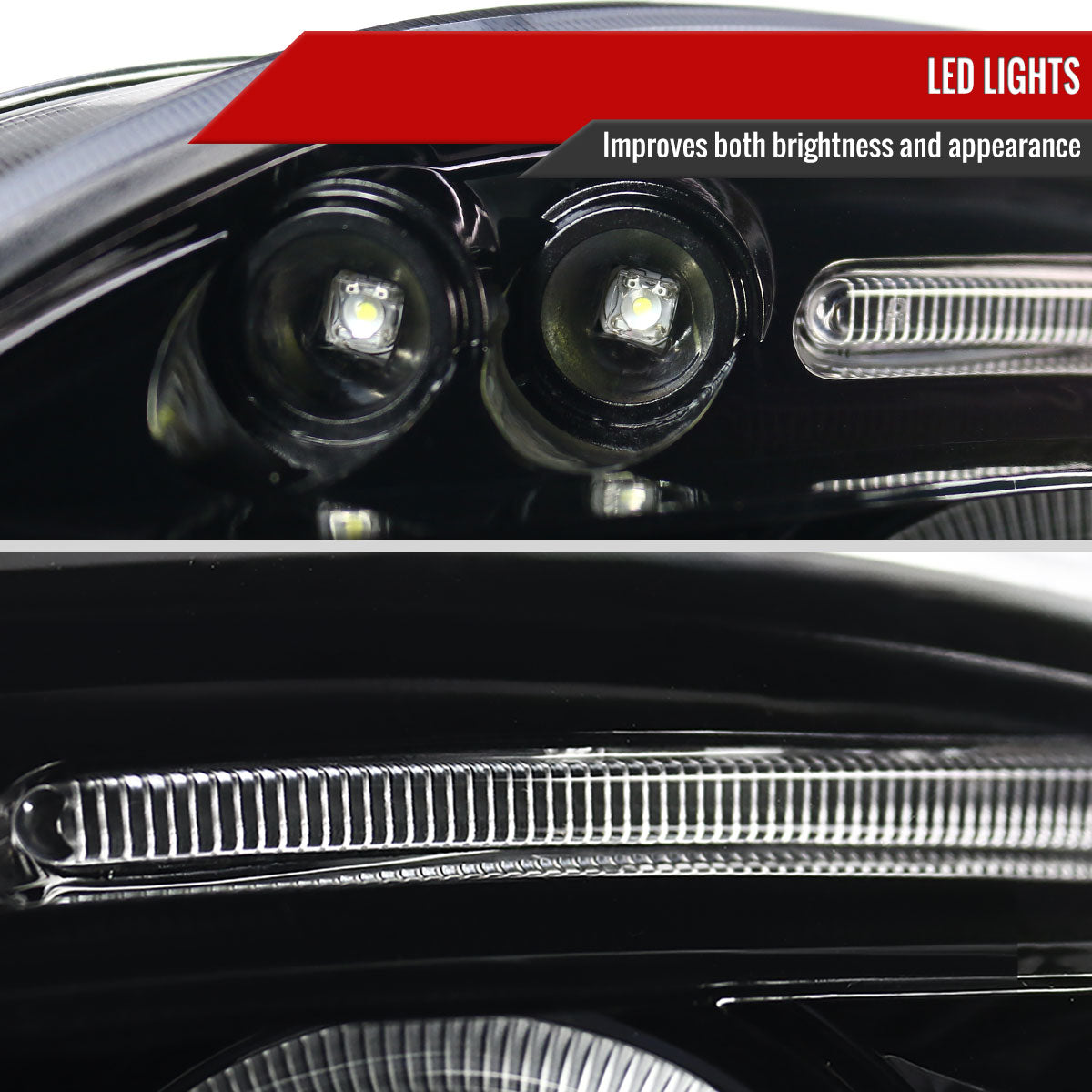 2006-2012 Mitsubishi Eclipse Dual Halo Projector Headlights (Jet Black Housing/Clear Lens)