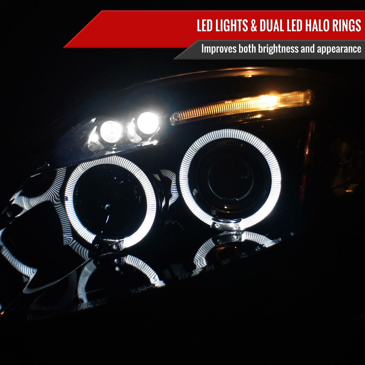2006-2012 Mitsubishi Eclipse Dual Halo Projector Headlights (Glossy Black Housing/Smoked Lens)