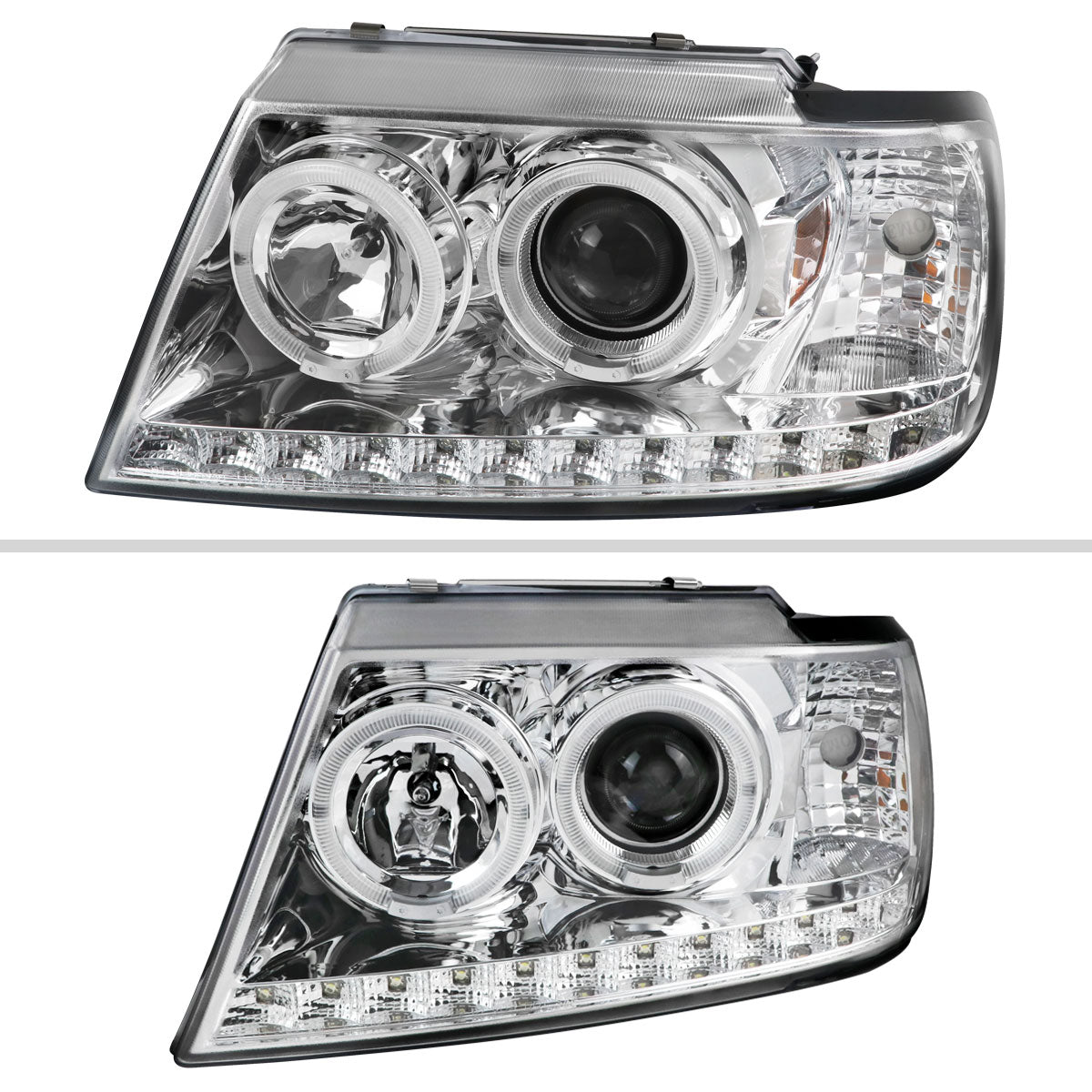 2002-2005 Ford Explorer Dual Halo Projector Headlights (Chrome Housing/Clear Lens)
