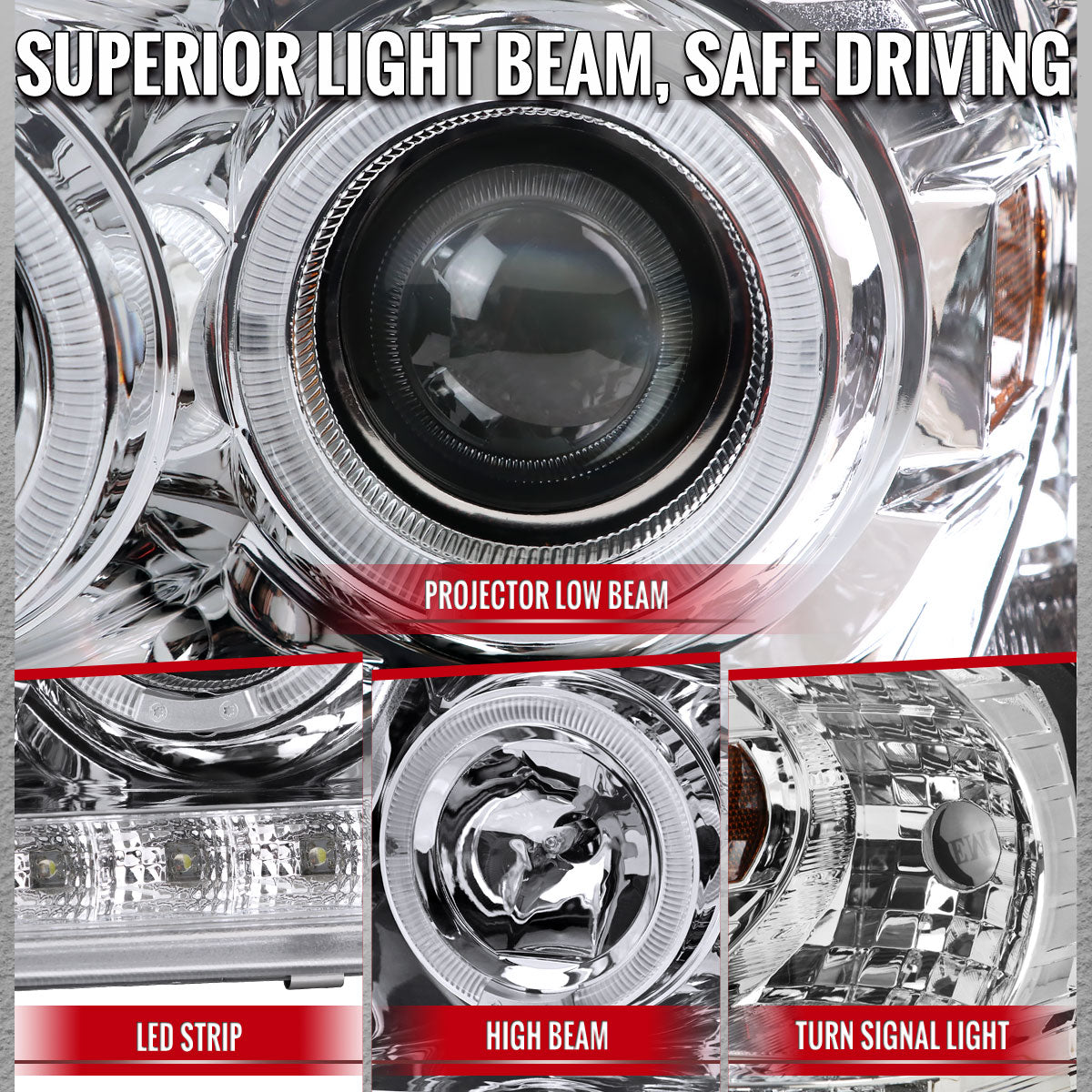 2002-2005 Ford Explorer Dual Halo Projector Headlights (Chrome Housing/Clear Lens)