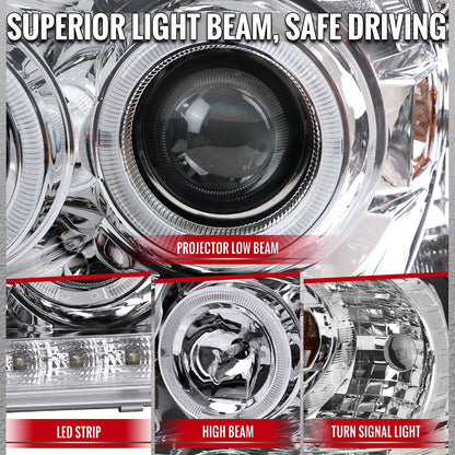 2002-2005 Ford Explorer Dual Halo Projector Headlights (Chrome Housing/Clear Lens)