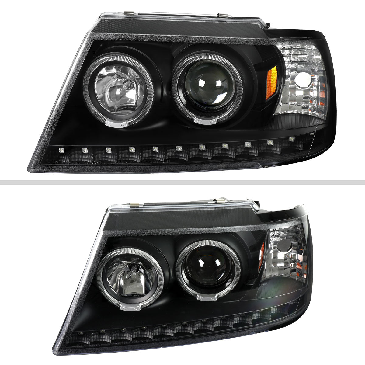 2002-2005 Ford Explorer Dual Halo Projector Headlights (Matte Black Housing/Clear Lens)