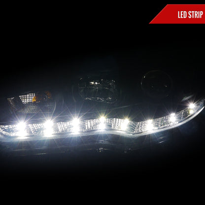 2008-2015 Mitsubishi Lancer EVO Projector Headlights w/ SMD LED Light Strip (Matte Black Housing/Clear Lens)