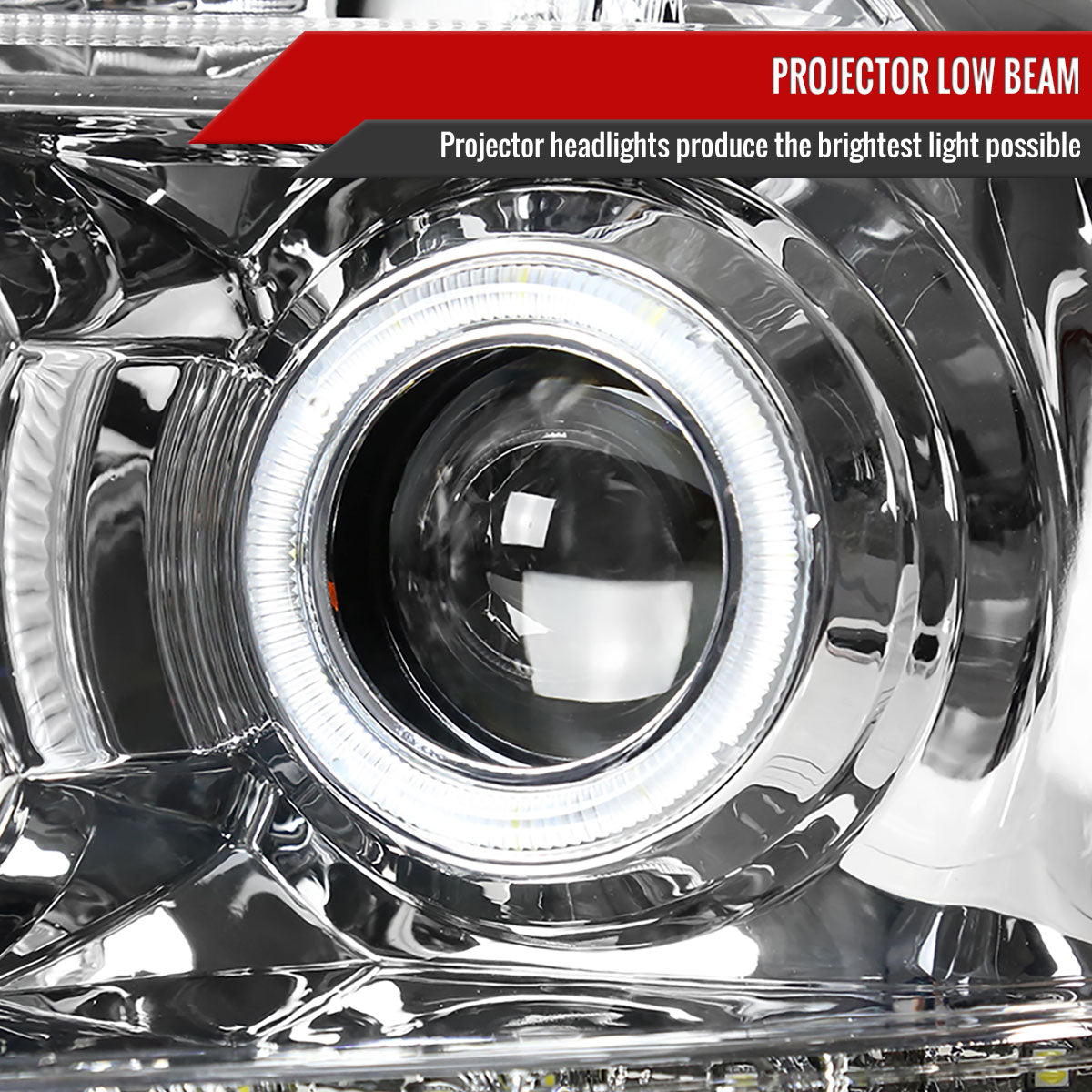 2004-2008 Ford F-150/ 2006-2008 Lincoln Mark LT Dual Halo Projector Headlights w/ LED Light Strip (Chrome Housing/Clear Lens)