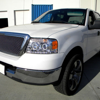 2004-2008 Ford F-150/ 2006-2008 Lincoln Mark LT Dual Halo Projector Headlights w/ LED Light Strip (Chrome Housing/Clear Lens)