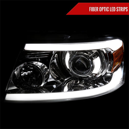 2004-2008 Ford F-150/ 2006-2008 Lincoln Mark LT Projector Style Headlights w/ LED Bar (Chrome Housing/Clear Lens)