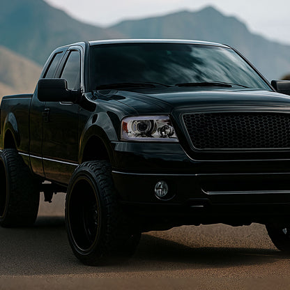 2004-2008 Ford F-150/ 2006-2008 Lincoln Mark LT Projector Style Headlights w/ LED Bar (Chrome Housing/Clear Lens)