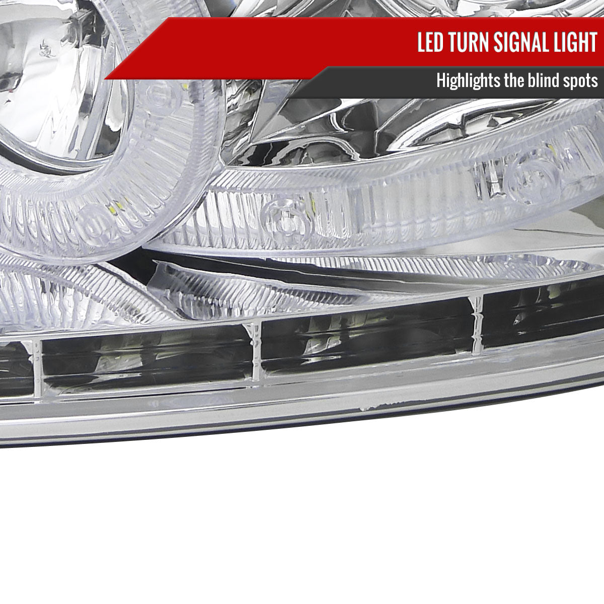 2004-2008 Ford F-150/ 2006-2008 Lincoln Mark LT Halo Projector Headlights w/ SMD LED Light Strip & LED Turn Signal Lights (Chrome Housing/Clear Lens)