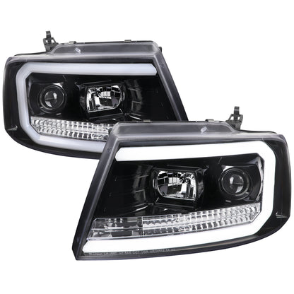 2004-2008 Ford F-150/ 2006-2008 Lincoln Mark LT LED C-Bar Projector Headlights (Jet Black Housing/Clear Lens)
