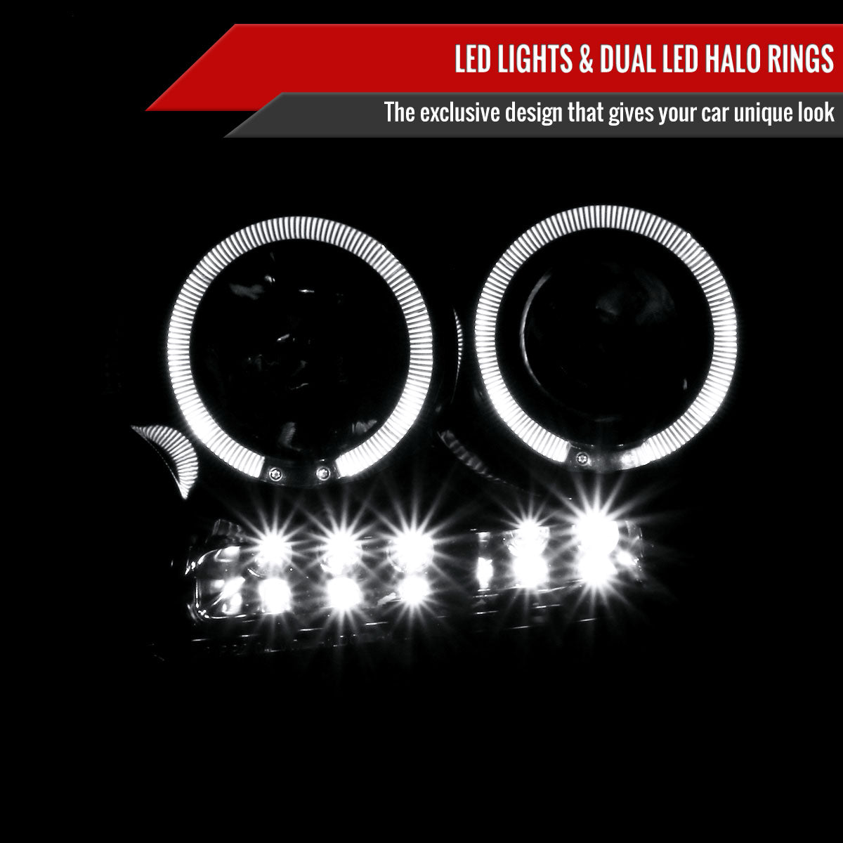 2004-2008 Ford F-150/ 2006-2008 Lincoln Mark LT Dual Halo Projector Headlights (Jet Black Housing/Clear Lens)