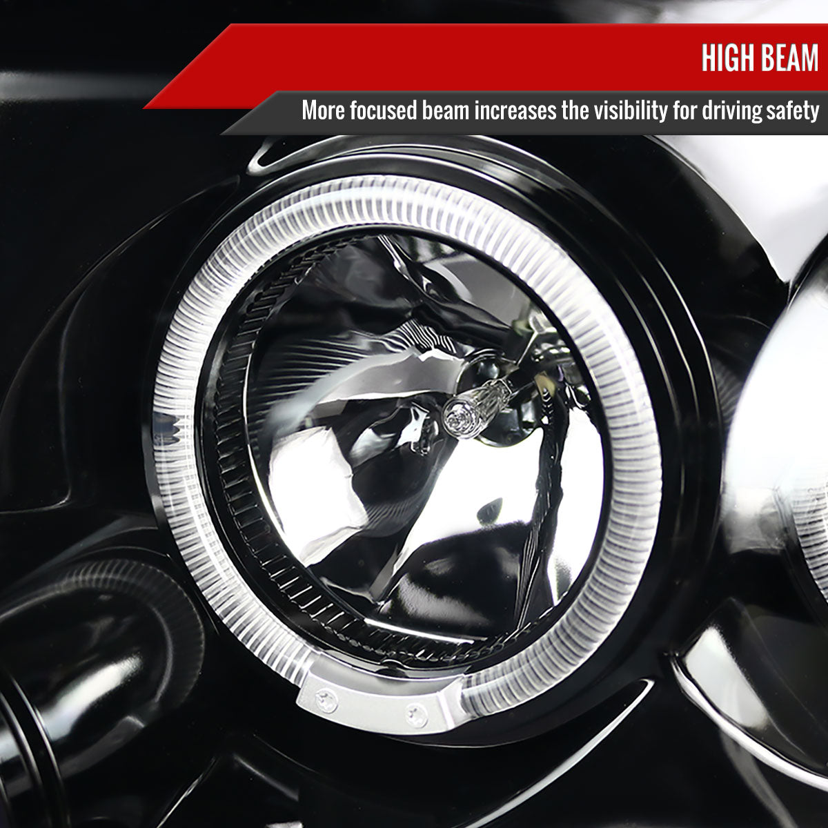 2004-2008 Ford F-150/ 2006-2008 Lincoln Mark LT Dual Halo Projector Headlights (Jet Black Housing/Clear Lens)