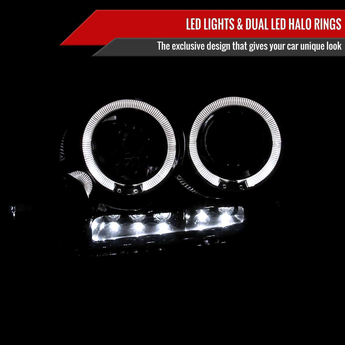 2004-2008 Ford F-150/ 2006-2008 Lincoln Mark LT Dual Halo Projector Headlights (Glossy Black Housing/Smoked Lens)