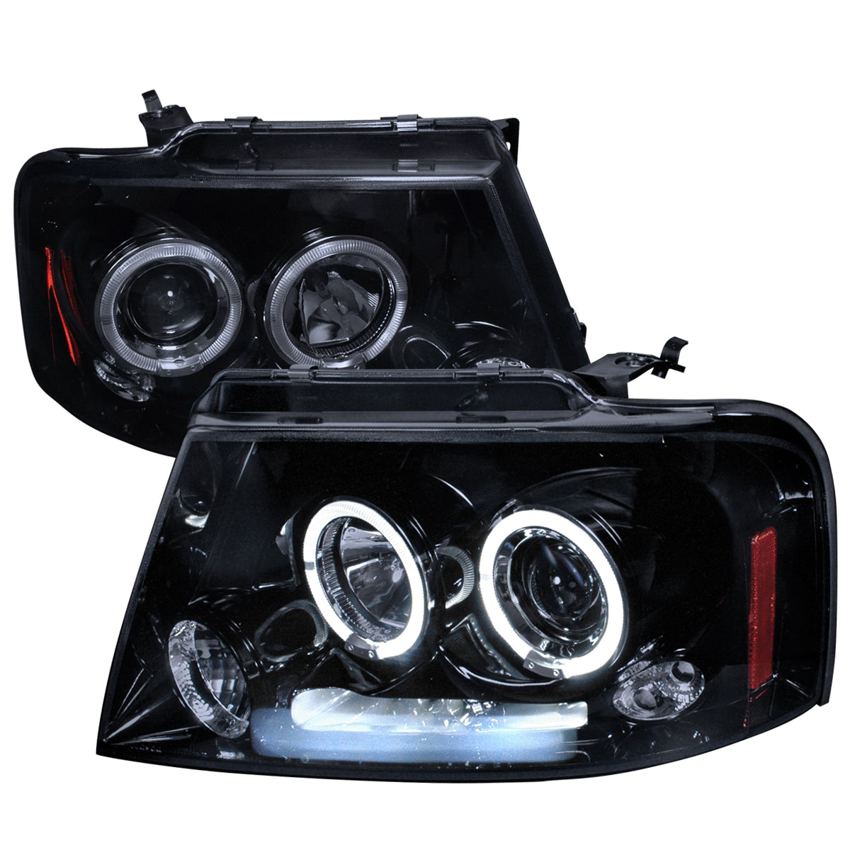 2004-2008 Ford F-150/ 2006-2008 Lincoln Mark LT Dual Halo Projector Headlights (Glossy Black Housing/Smoked Lens)