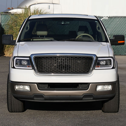 2004-2008 Ford F-150/ 2006-2008 Lincoln Mark LT LED C-Bar Projector Headlights (Matte Black Housing/Clear Lens)