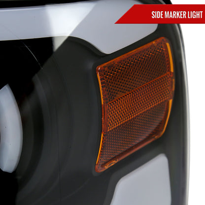2004-2008 Ford F-150/ 2006-2008 Lincoln Mark LT LED Tube Projector Headlights (Matte Black Housing/Clear Lens)