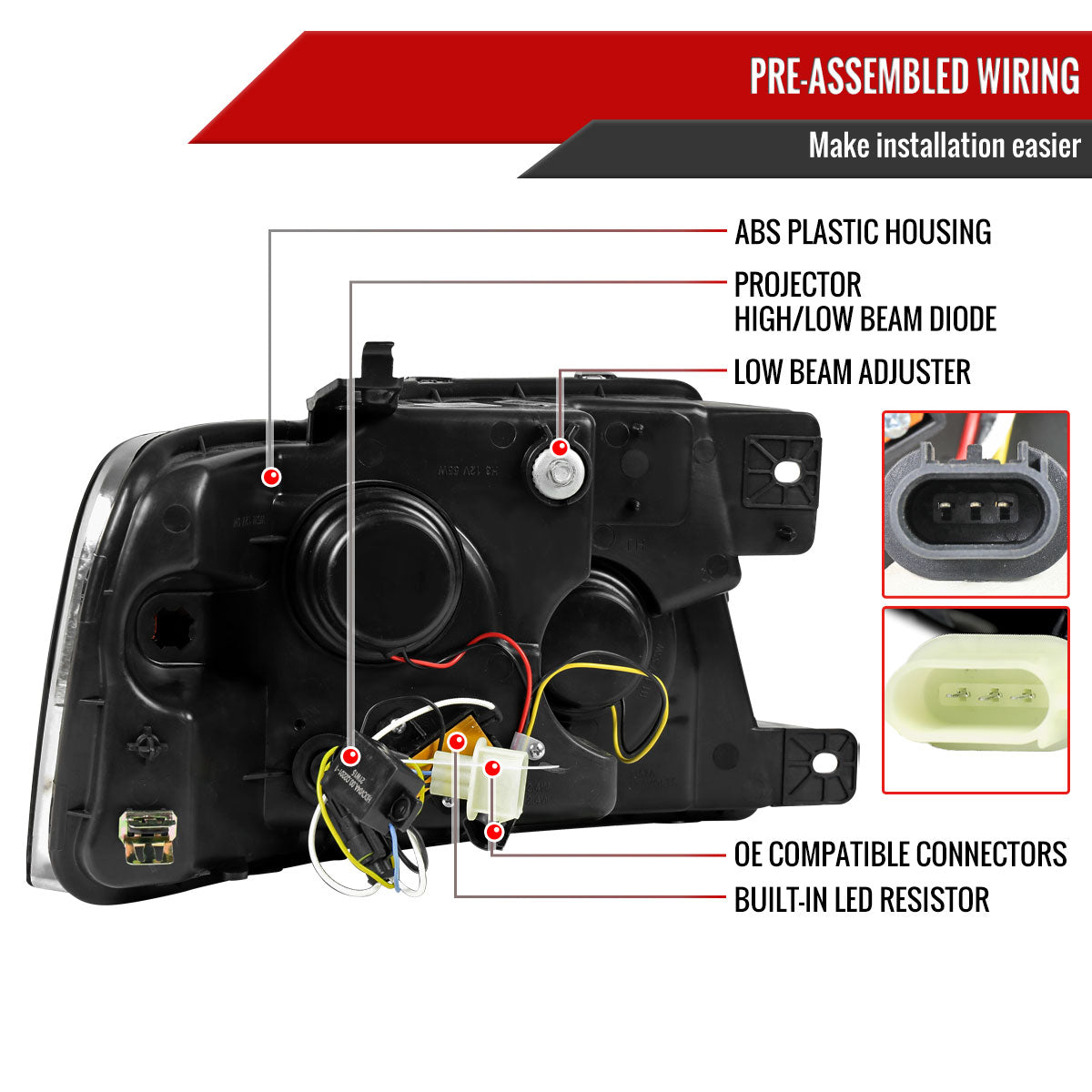2004-2008 Ford F-150/ 2006-2008 Lincoln Mark LT Halo Projector Headlights w/ SMD LED Light Strip & LED Turn Signal Lights (Matte Black Housing/Clear Lens)
