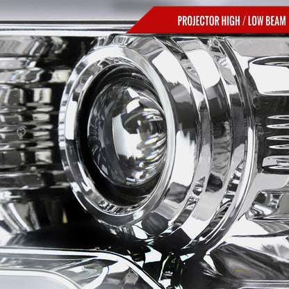 2009-2014 Ford F-150 LED Strip Projector Headlights (Chrome Housing/Clear Lens)