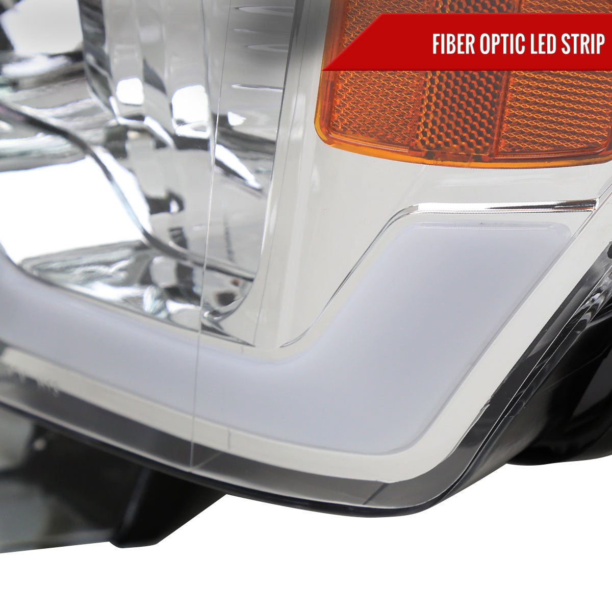 2009-2014 Ford F-150 LED Strip Projector Headlights (Chrome Housing/Clear Lens)