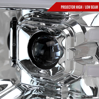 2009-2014 Ford F-150 Switchback Sequential LED Turn Signal Projector Headlights (Chrome Housing/Clear Lens)
