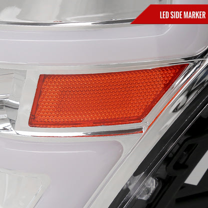 2009-2014 Ford F-150 Switchback Sequential LED Turn Signal Projector Headlights (Chrome Housing/Clear Lens)