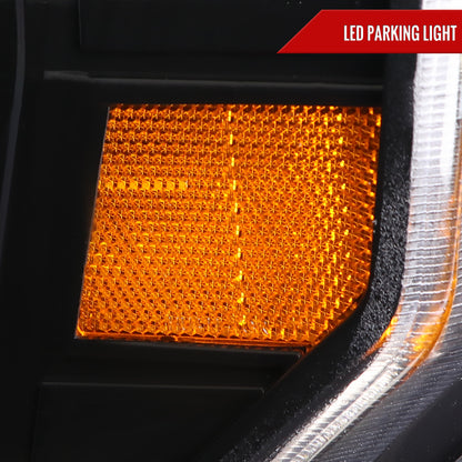 2009-2014 Ford F-150 LED C-Bar Projector Headlights (Jet Black Housing/Clear Lens)