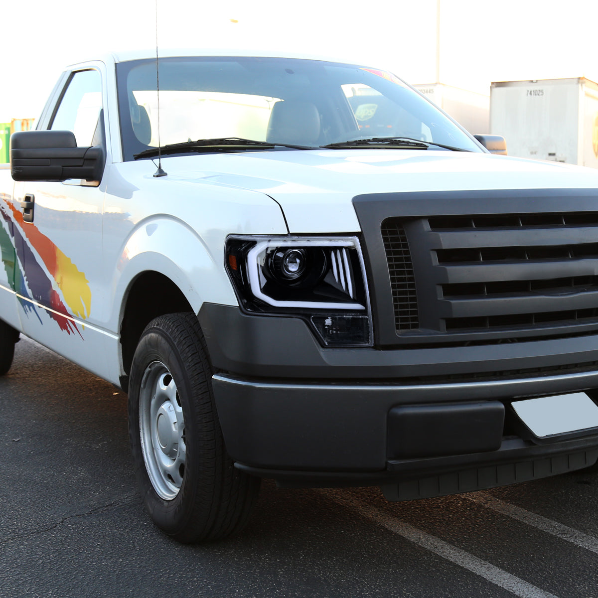 2009-2014 Ford F-150 LED C-Bar Projector Headlights (Jet Black Housing/Clear Lens)