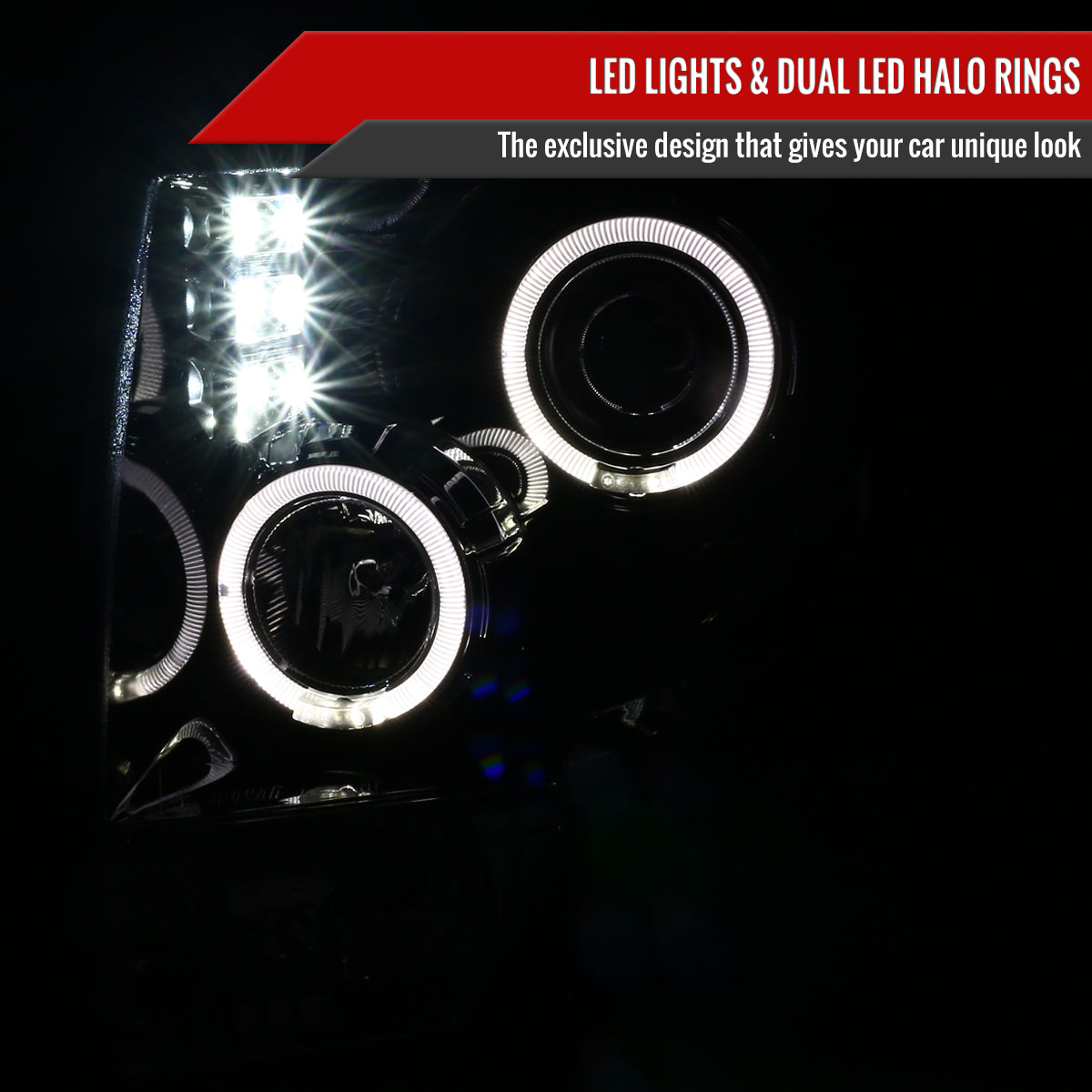 2009-2014 Ford F-150 Dual Halo Projector Headlights (Jet Black Housing/Clear Lens)
