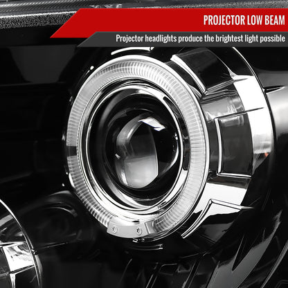 2009-2014 Ford F-150 Dual Halo Projector Headlights (Jet Black Housing/Clear Lens)