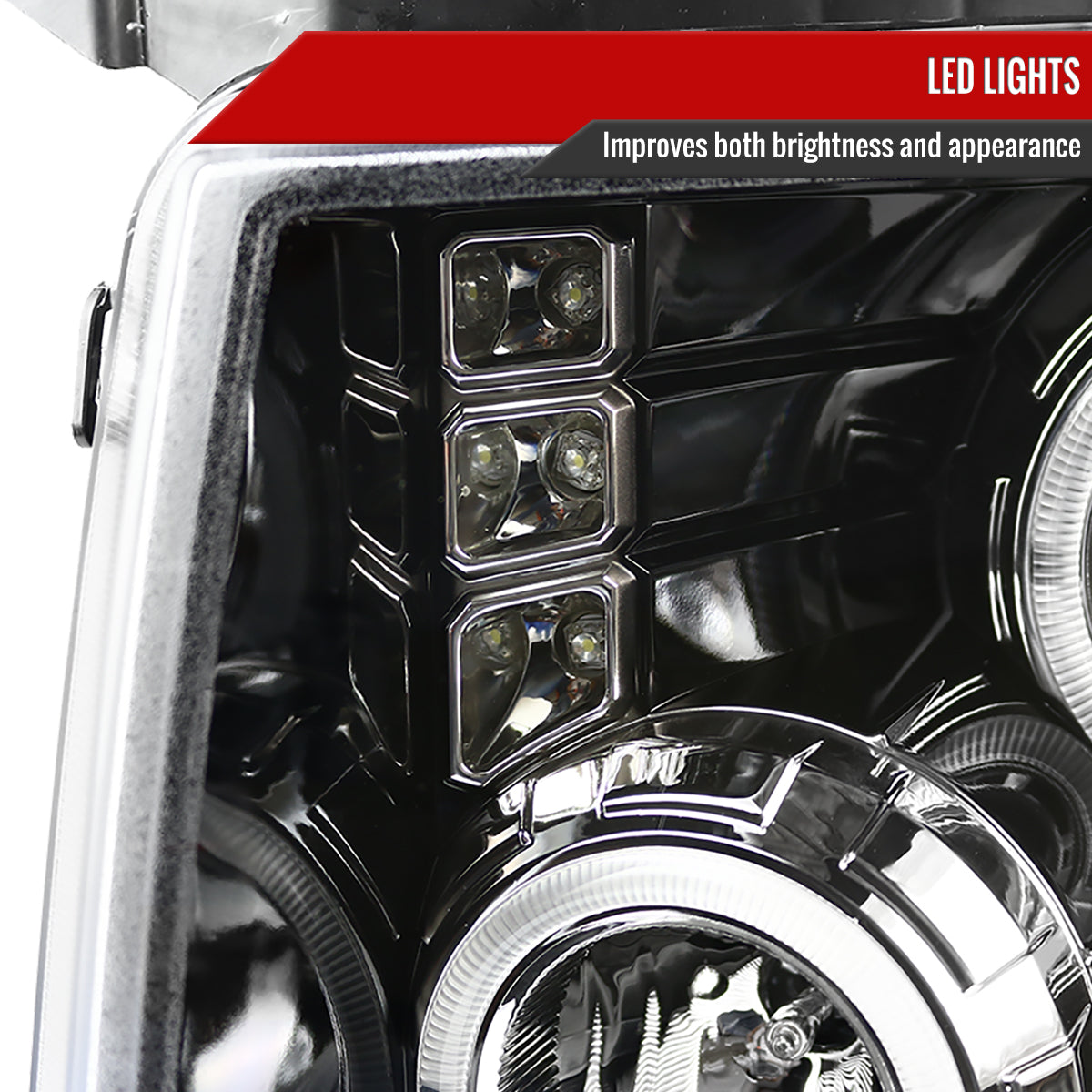 2009-2014 Ford F-150 Dual Halo Projector Headlights (Jet Black Housing/Clear Lens)