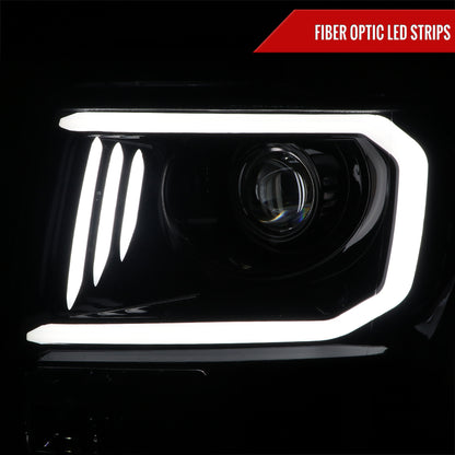2009-2014 Ford F-150 LED C-Bar Projector Headlights (Glossy Black Housing/Smoked Lens)