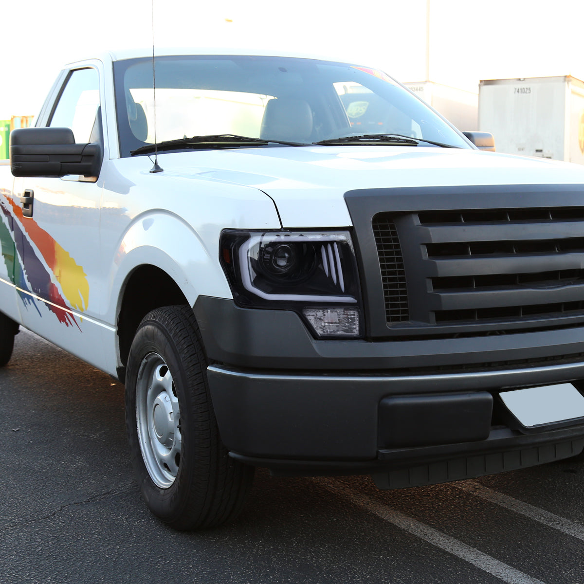 2009-2014 Ford F-150 LED C-Bar Projector Headlights (Glossy Black Housing/Smoked Lens)