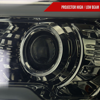 2009-2014 Ford F-150 LED Strip Projector Headlights (Chrome Housing/Smoked Lens)