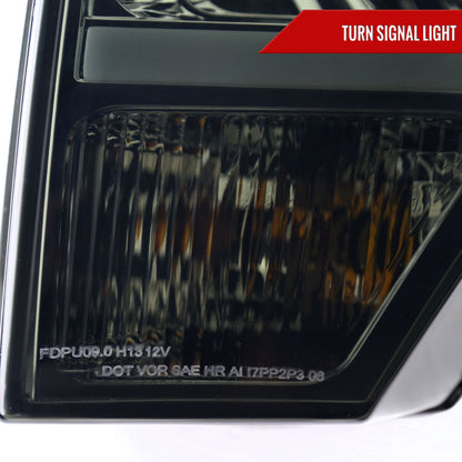 2009-2014 Ford F-150 LED Strip Projector Headlights (Chrome Housing/Smoked Lens)