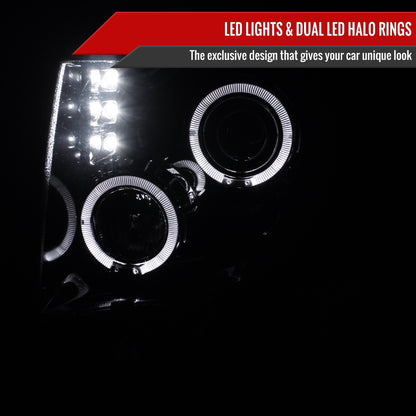 2009-2014 Ford F-150 Dual Halo Projector Headlights (Glossy Black Housing/Smoked Lens)