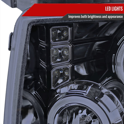 2009-2014 Ford F-150 Dual Halo Projector Headlights (Glossy Black Housing/Smoked Lens)