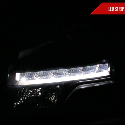 2009-2014 Ford F-150 Projector Headlights w/ LED Light Strip (Matte Black Housing/Clear Lens)