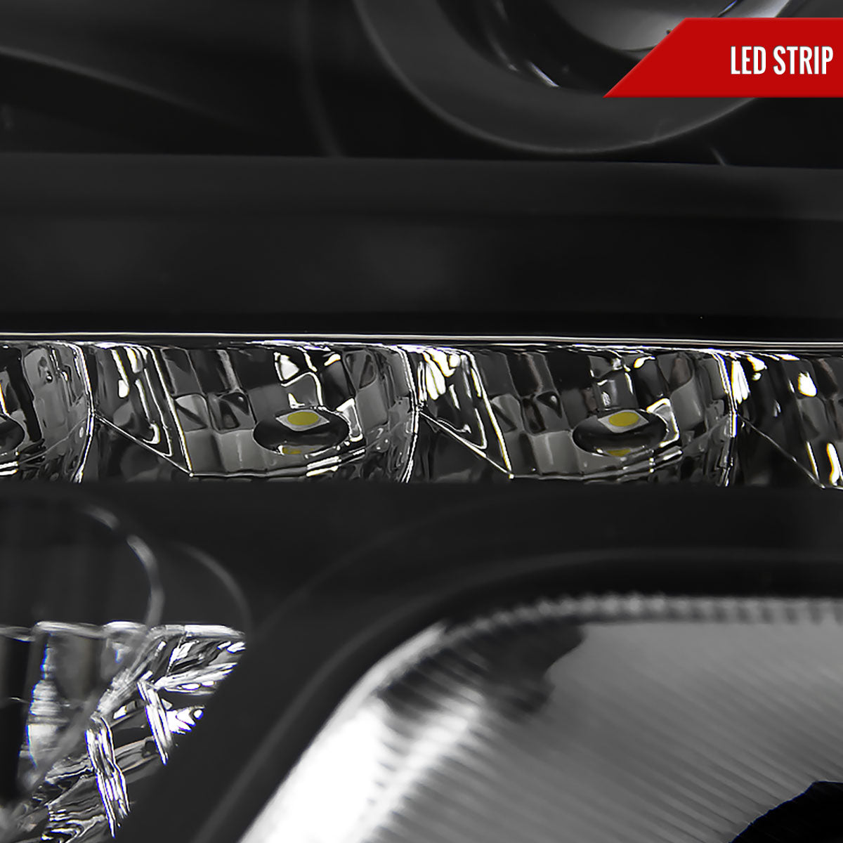 2009-2014 Ford F-150 Projector Headlights w/ LED Light Strip (Matte Black Housing/Clear Lens)