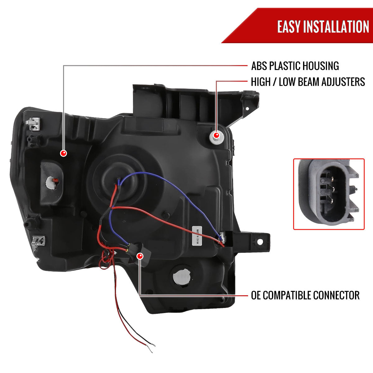 2009-2014 Ford F-150 Projector Headlights w/ LED Light Strip (Matte Black Housing/Clear Lens)
