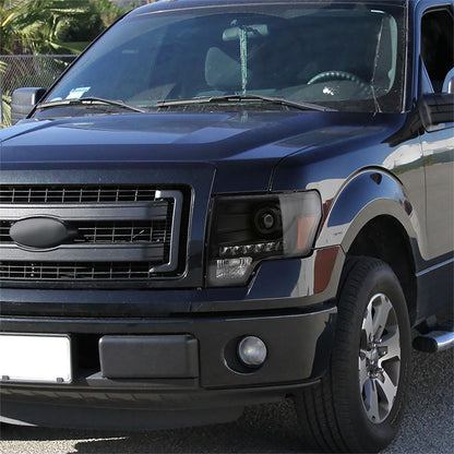2009-2014 Ford F-150 Projector Headlights w/ LED Light Strip (Matte Black Housing/Clear Lens)