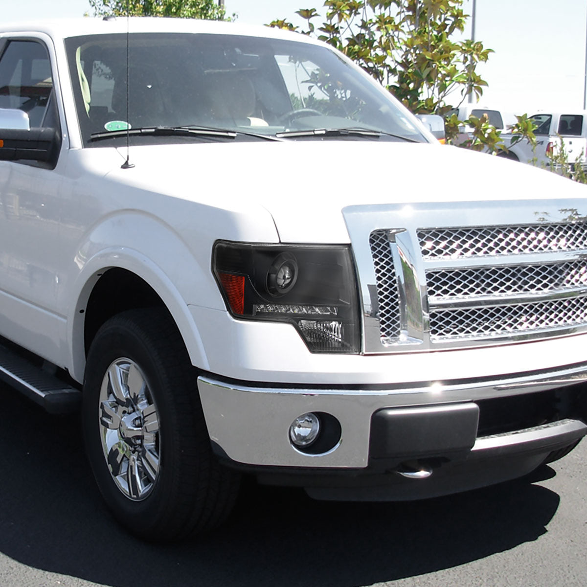 2009-2014 Ford F-150 Projector Headlights w/ LED Light Strip (Matte Black Housing/Clear Lens)