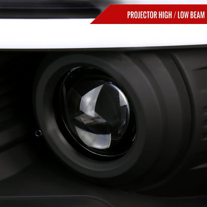 2009-2014 Ford F-150 LED Strip Projector Headlights (Matte Black Housing/Clear Lens)