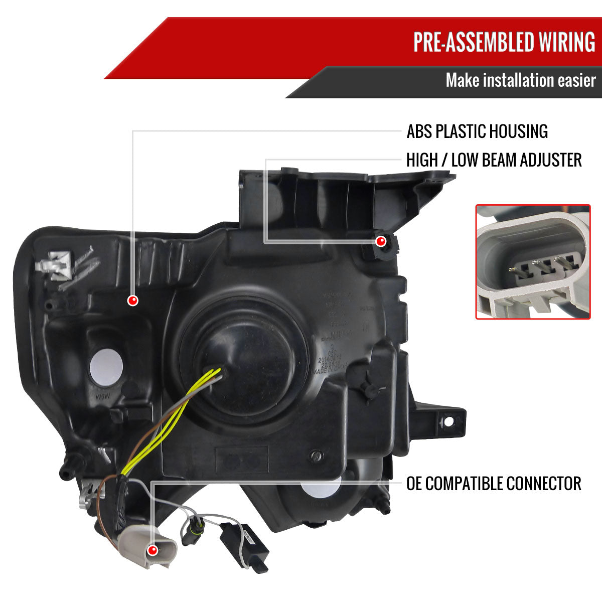 2009-2014 Ford F-150 Projector Headlights w/ Amber Reflectors (Matte Black Housing/Clear Lens)
