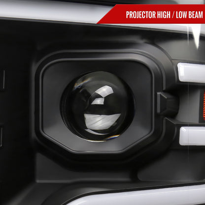 2009-2014 Ford F-150 Switchback Sequential LED Turn Signal Projector Headlights (Matte Black Housing/Clear Lens)