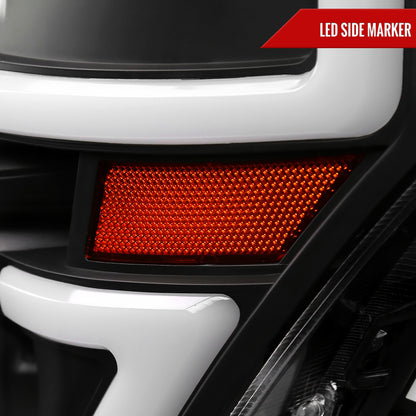2009-2014 Ford F-150 Switchback Sequential LED Turn Signal Projector Headlights (Matte Black Housing/Clear Lens)