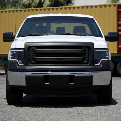 2009-2014 Ford F-150 Switchback Sequential LED Turn Signal Projector Headlights (Matte Black Housing/Clear Lens)